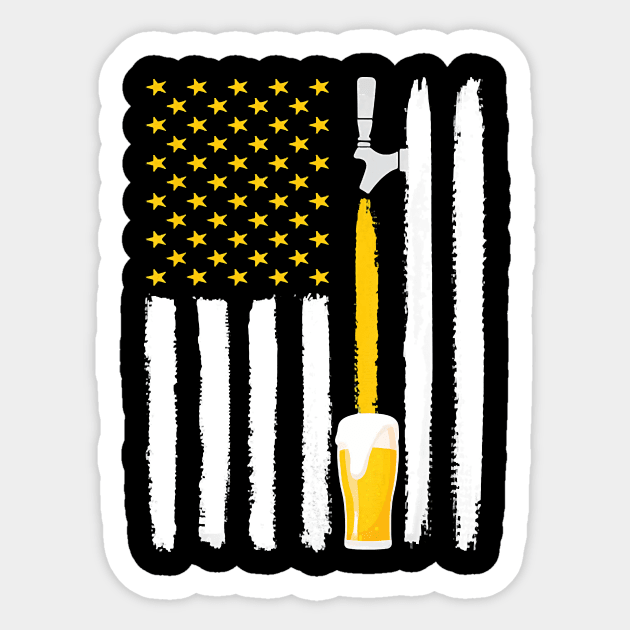 Craft Beer American Flag USA T-Shirt, 4th July Brewery T-Shirt Sticker by Hot food